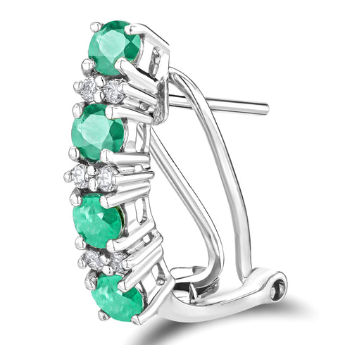 Emerald 1.10CT And Diamond 9K White Gold Earrings